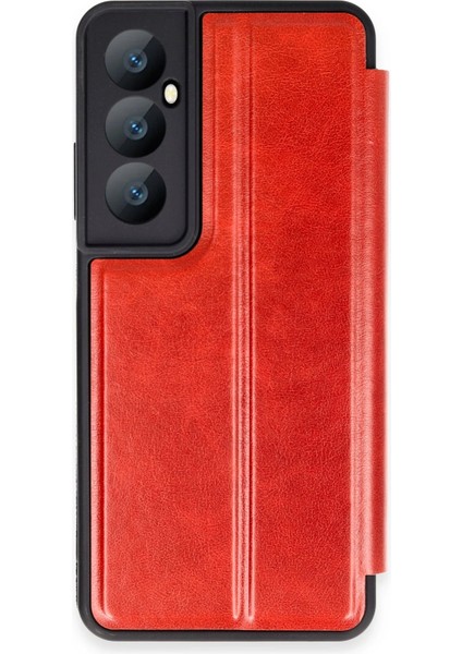 Realme C65 Kılıf Flip Cover - Kırmızı Svlrs