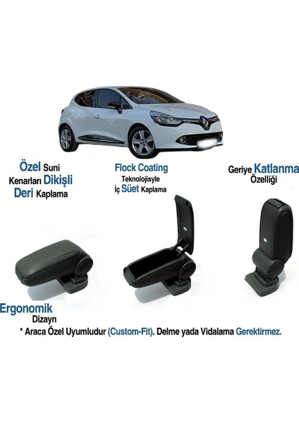 Clıo Lhd Mk4 Araca Özel Kol Dayama Vidasız Kolçak 2013 2014 2015 2016 2017 2018 2019 2020