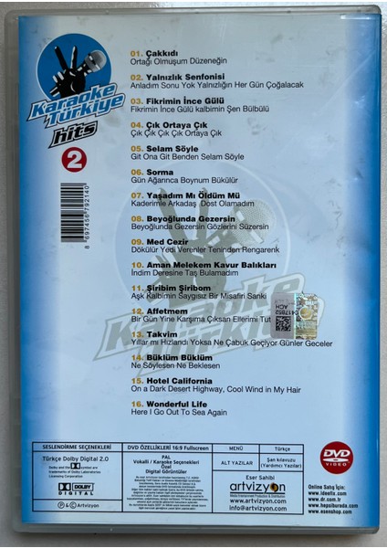 Karaoke Türkiye Hits DVD (Orijinal Dönem Baskı Dvd)