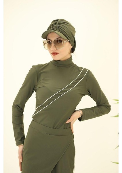 Lina Haki Tasarım Tesettür Ikili Takım Mayo modelleri