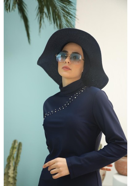 Lacivert Çakım Taşlı Tasarım Testtür Mayo Takım modelleri