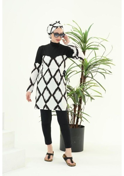 Adel Baklava Desen Tasarım Tesettür Ikili Mayo Takım