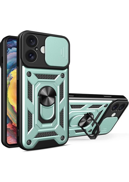 Iphone 16 Kılıf Pars Lens Yüzüklü Silikon - Yeşil Svlrs