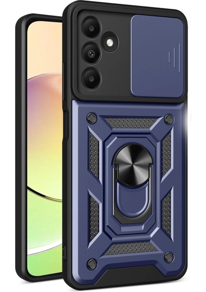 Samsung Galaxy M15 Kılıf Pars Lens Yüzüklü Silikon - Lacivert Svlrs