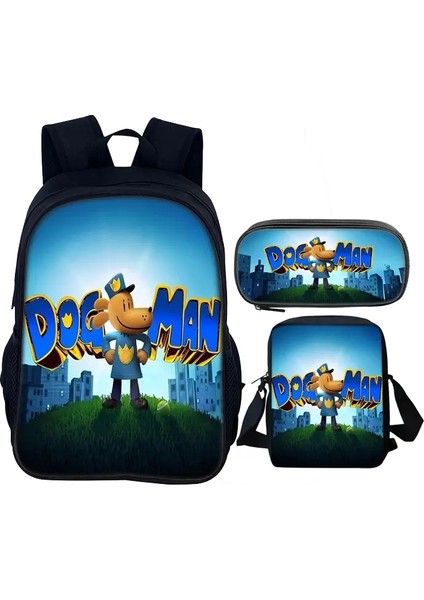 Dog Man 3pcs Set Okul Çantası 40CM/15.7 Inç Sırt Çantası Omuz Çantası Kalem Kutusu Kızlar Için Bilgisayar Kitap Çantaları En Iyi Hediye Color: 20 (Yurt Dışından)