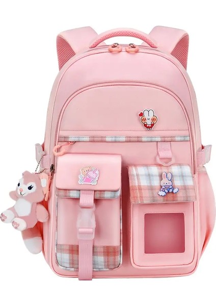 Büyük Kapasiteli Omurga Koruma Sırt Çantası Çoklu Cepli ve Asılı Aksesuarlarla Çocuk Sırt Çantası Açık Boş Zamanlı Bagcolor: Pembe/boyut: 41X29CM (Yurt Dışından)