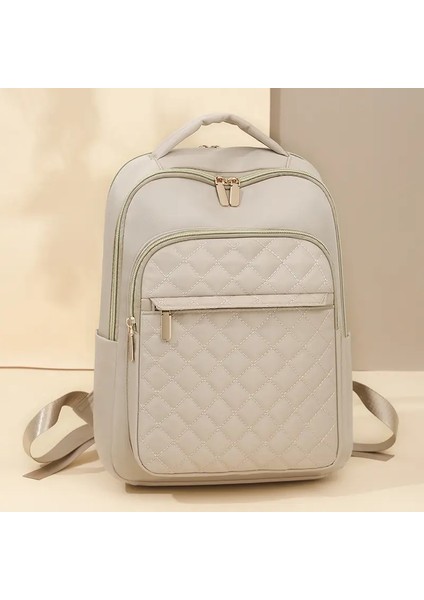 Bayanlar Dizüstü Bilgisayar Sırt Çantası, Iş Büyük Kapasiteli Omuz Çantası, Üniversite Öğrencisi Eğlence Seyahat Çantası, Saf Renk Basit Ekose Patte Renk: Fildişi (Yurt Dışından)