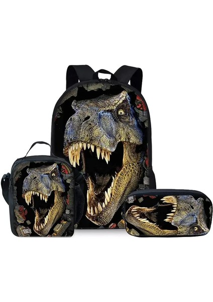 Karikatür Hayvan Dinozor Üç Parça Set Sırt Çantaları Erkek ve Kızlar Için En Iyi Hediyeler 3D Karikatür Okul Sırt Çantası Çocuklar Için Renk: 2 (Yurt Dışından)