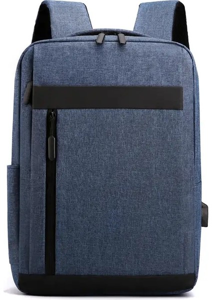Business Laptop Sırt Çantası Büyük Kapasite Çok Fonksiyonlu USB Şarj Su Geçirmez Film Backbag Sıradan Omuz Çantası Erkekler Renk: Derin Mavi (Yurt Dışından)