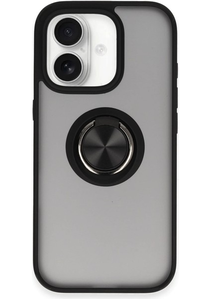 Iphone 16 Kılıf Montreal Yüzüklü Silikon Kapak - Siyah Svlrs