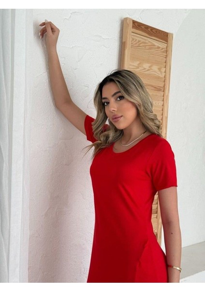 Kadın Kısa Kollu V Yaka Maxi Boy Elbise 124 cm fiyatları