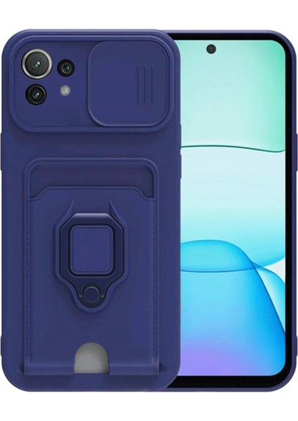 Xiaomi Mi 11 Lite Kılıf Zuma Kartvizitli Yüzüklü Silikon - Lacivert Svlrs