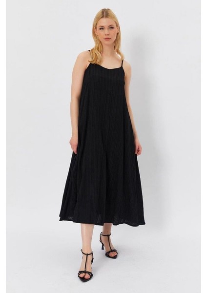 Askılı Uzun Çan Elbise - Siyah fiyatları