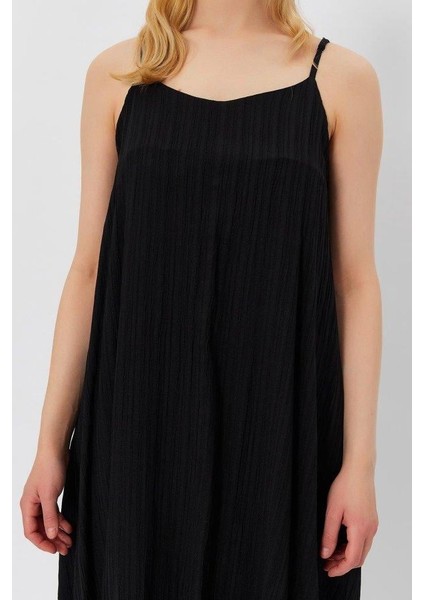 Askılı Uzun Çan Elbise - Siyah fırsatları