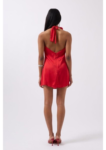 Gül Detay Mini Saten Elbise fırsatları