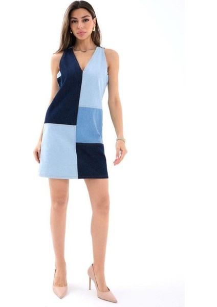 7385 Kot Elbise-Mavi