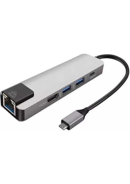 Ally 5in1 USB 3.1 Type C To HDMI 2xusb 3.0 RJ45 Ethernet Dönüştürücü Adaptö - NTR8466-1471