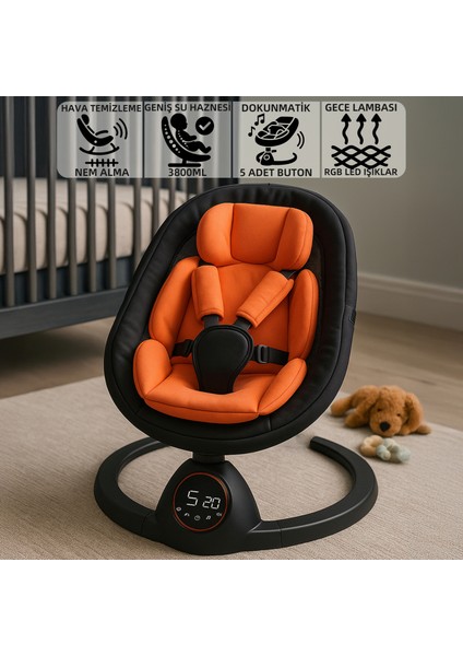 Baby 4 Kumandalı 9kg 5 Kademeli Elektrikli Ekranlı Otomatik Sallanan Ana Kucağı