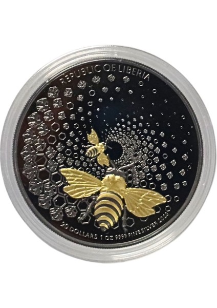 Agakulche Parlak Arı 2023 Altın Kaplama Gümüş Sikke Coin