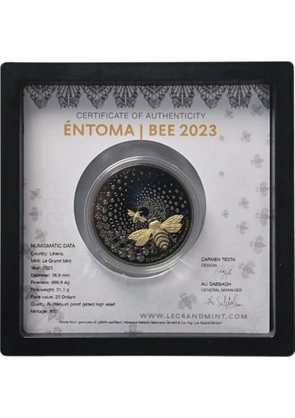 Agakulche Parlak Arı 2023 Altın Kaplama Gümüş Sikke Coin