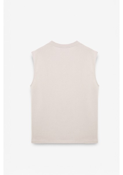 Rıto Erkek Bask Detaylı Bisiklet Yaka Oversize Fit Bej T-Shirt modelleri