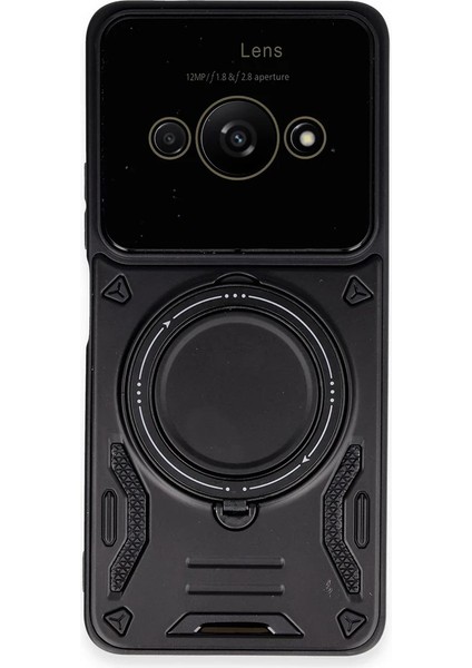 Xiaomi Poco C61 Kılıf Joy Lens Standlı Kapak - Siyah Svlrs