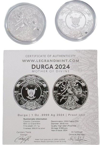 Agakulche Durga Rutenyum 2024 Gümüş Sikke Coin