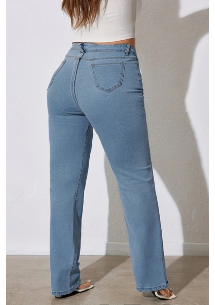 Cedy Denım - Kadın Büyük Benden Boru Paça Yüksek Bel Regular Fit Likralı Pantolon C626 fiyatları