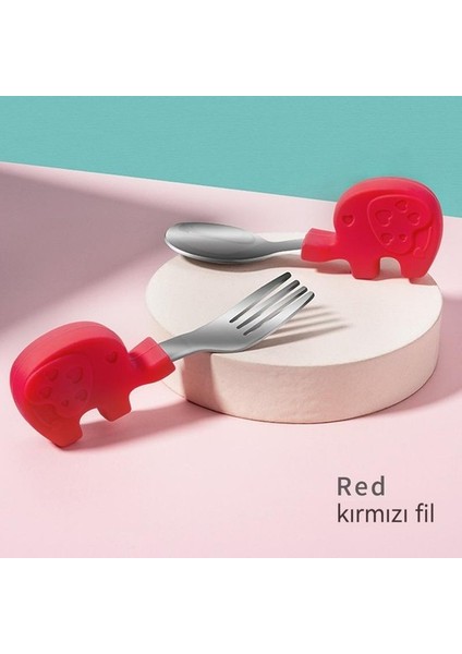 Bebek Yeme Kısa Saplı Çocuk Paslanmaz Çelik Çatal Kaşık (Yurt Dışından)