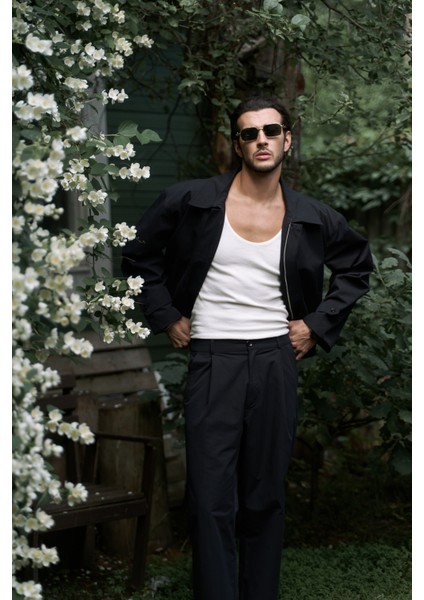 Sergio Kemer Detay Siyah Erkek Ceket modelleri