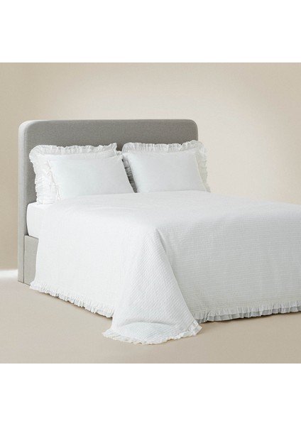 Ayda Çift Kişilik Nevresim Takımı %100 Organik Pamuk Dokuma Krem 200X220 cm