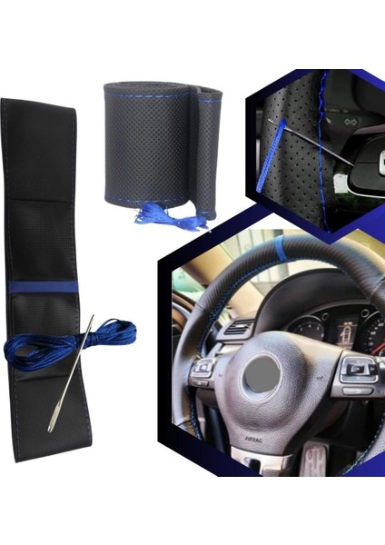 Üniversal Her Araca Uygun Vites Körüğü Direksiyon Kılıfı Emniyet Kemer Pedi Seti Boyun Yastığı Seti Full Set Mavi 6 Parçalı Set fiyatları