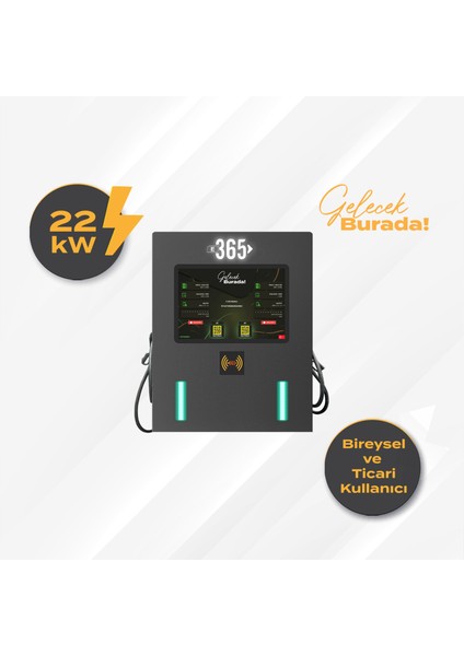 Ac Duvar Tip 10 Inç Ekranlı Mıd Sayaçlı Çift Kablolu Rfıd 22KW Şarj Istasyonu
