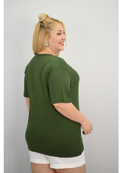 Kadın Büyük Beden Kısa Kollu Yakası Biye Detaylı Bluz 1970-25 indirimleri