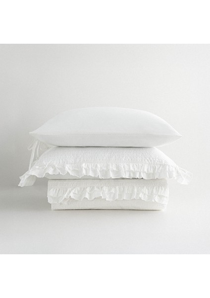 Ayda Battal Boy Nevresim Takımı %100 Organik Pamuk Dokuma Krem 240X220 cm