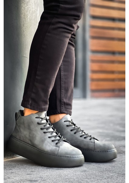 LE10 Bağcıklı Erkek Yüksek Siyah Taban Antrasit Spor Bot fırsatları
