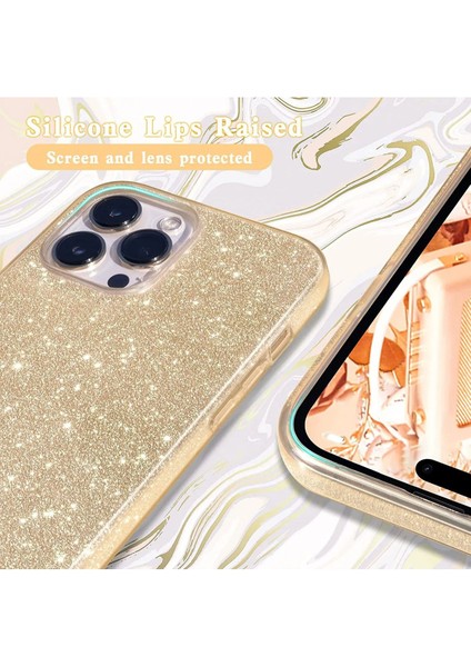 Apple iPhone 13 Pro Max Kılıf Parlak Simli Muhteşem Görünüm, Sert ve Dayanıklı