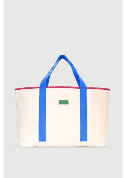 Huge Extra Large Linen Bag Blue Pink