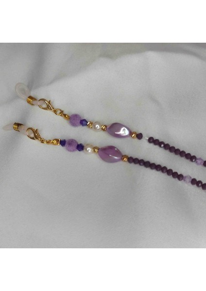 Mor Yassı Boncuk Tasarım Handmade Gözlük Ipi fiyatları