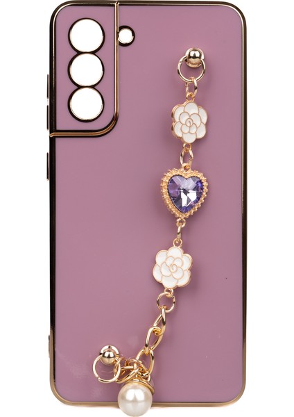 Galaxy S21 Fe Kılıf El Tutamaçlı Kamera Korumalı Mkst Taka Silikon Kapak-Mor