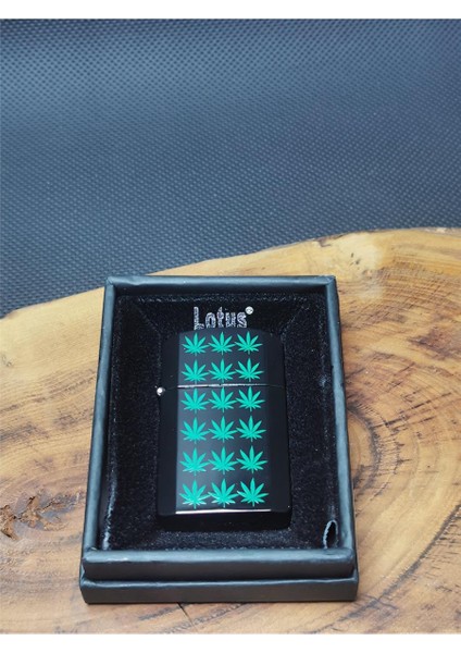 Kişiye Özel Lotus Çınar Yaprağı Desenli Benzinli Çakmak