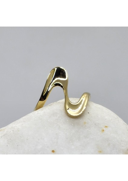 Gümüş Yüzük - Helezon Tasarım 925 Ayar Gümüş-Taşsız Gümüş Yüzük-Dalgalı Tasarım 925 Ayar Gümüş Yüzük