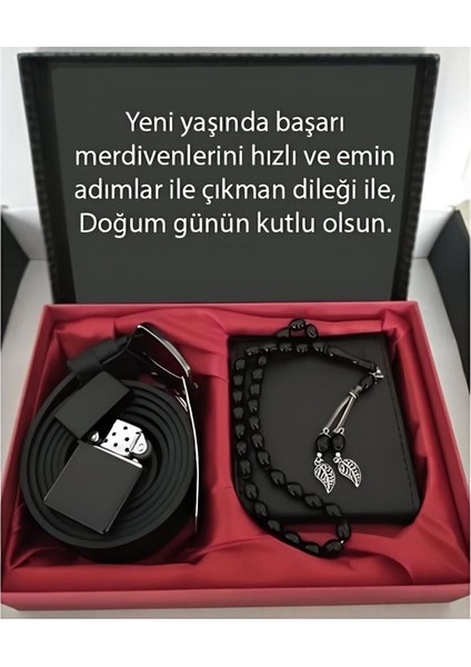 Alsepeteavm Doğum Günü Hediyesi Cüzdan Kemer Tespih Çakmak Set