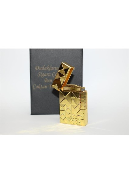 Kişiye Özel Dupont Tarz Çelik Gövde Çakmak (Gold) YÇ1204006