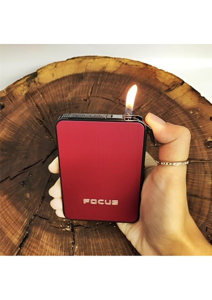 Kişiye Özel Sigara Tabakası Metal Çakmaklı Kısa Slim Focus Tabaka