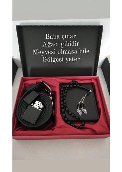 Babalar Günü Hediyesi Cüzdan Kemer Çakmak Tesbih Seti