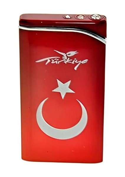 Kişiye Özel Hdmarketim Rezistanslı Rüzgarda Sönmez Metal Türk Bayraklı Çakmak Ultra Ince 5833
