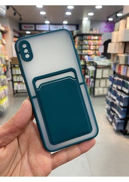 Apple iPhone Xs Max Kılıf Kredi Kartlıklı Silinebilir Arkası Mat Silikon Kenar Renkli fırsatları