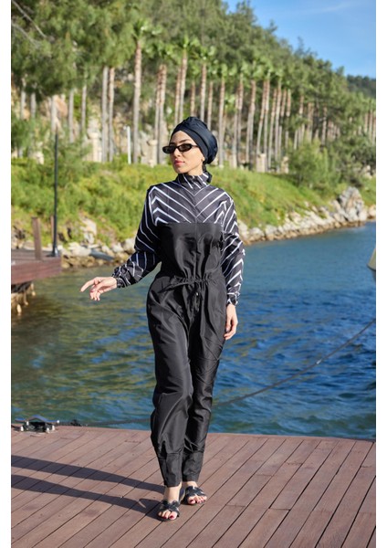 Dream Balıksırtı Desen Tasarım Tesettür Paraşüt Kumaş Tulum Mayo