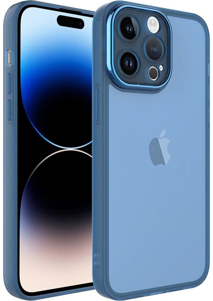 Apple iPhone 14 Pro Max Uyumlu Kamera Korumalı Transparan Metal Platin Kaplamalı Lux Kapak
